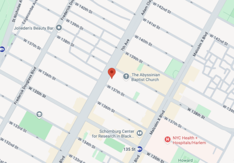 Google map image of the area around Harlem Gems North