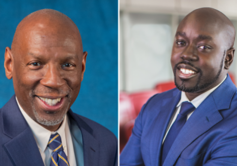 Side-by-side portraits of Geoffrey Canada and Kwame Owusu-Kesse