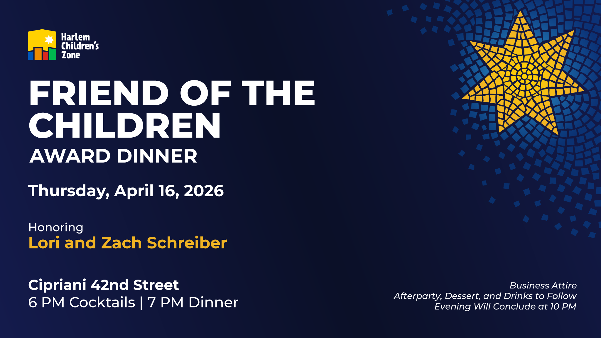 save the date for friend of the children award dinner